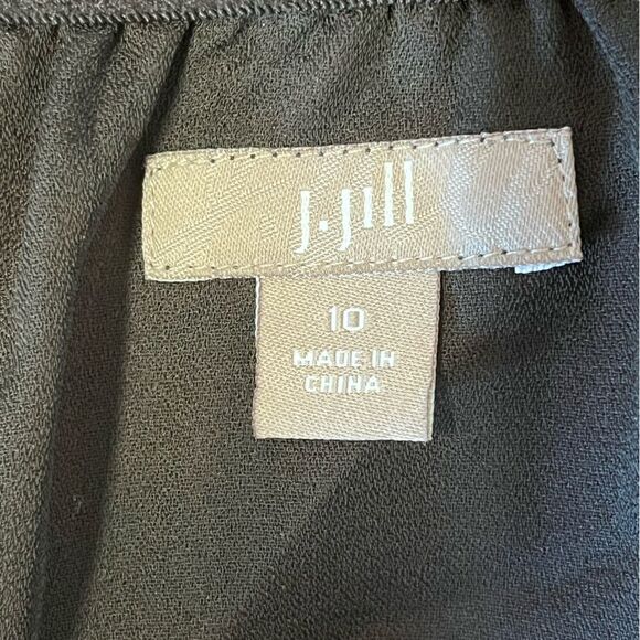 J Jill | 100% Silk Wine Red black Grey Elastic Waist Formal Pleated Skirt 10 - Picture 7 of 8